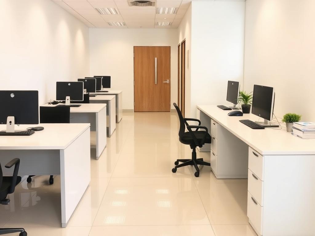 Clean office reception and desk area serviced after hours by Fall Home Services in Washington, DC